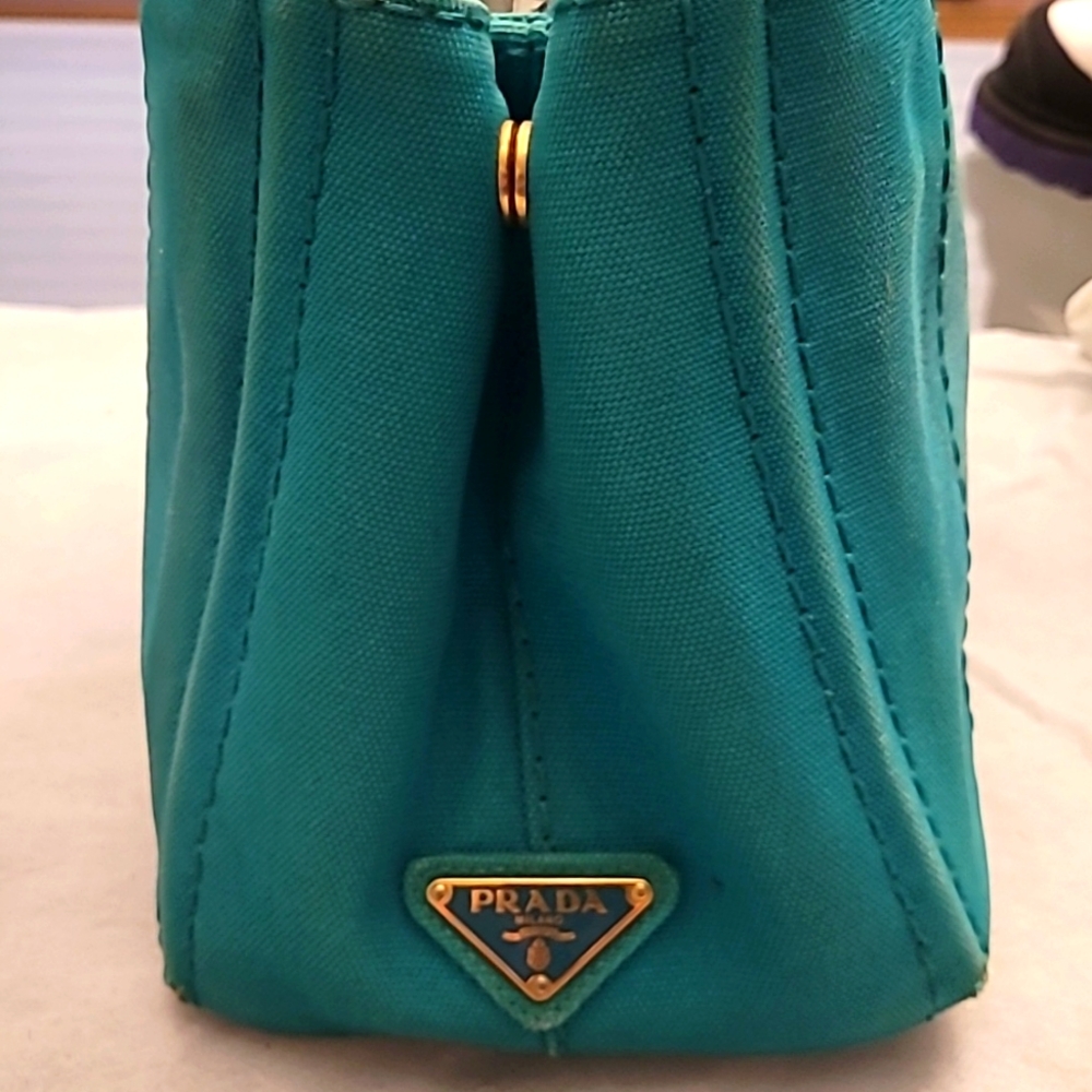Prada Blue Canvas Tote Bag has Minor Wear - Picture 3 of 13